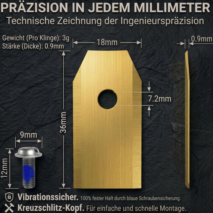HAUSPROFI 30x Titan Ersatzklingen Ersatzkmesser für ECOVACS GOAT Mähroboter, DIN EN 50636-2-107 gepr