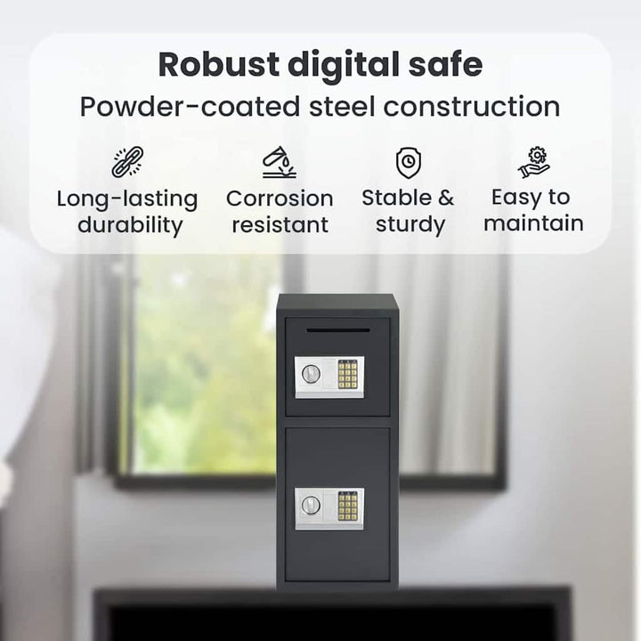 vidaXL Digitaler Safe mit Schloss Dunkelgrau 35 x 31 x 80 cm Stahl, Heimwerker Schreibtischsafe, mod