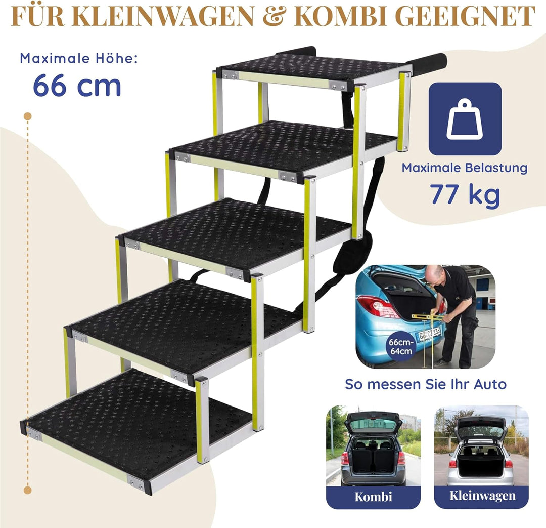 Hundetreppe Auto Klappbar - Hundetreppe Grosse Hunde für SUV - Leuchtende Leitmarkierung - Gelenksch