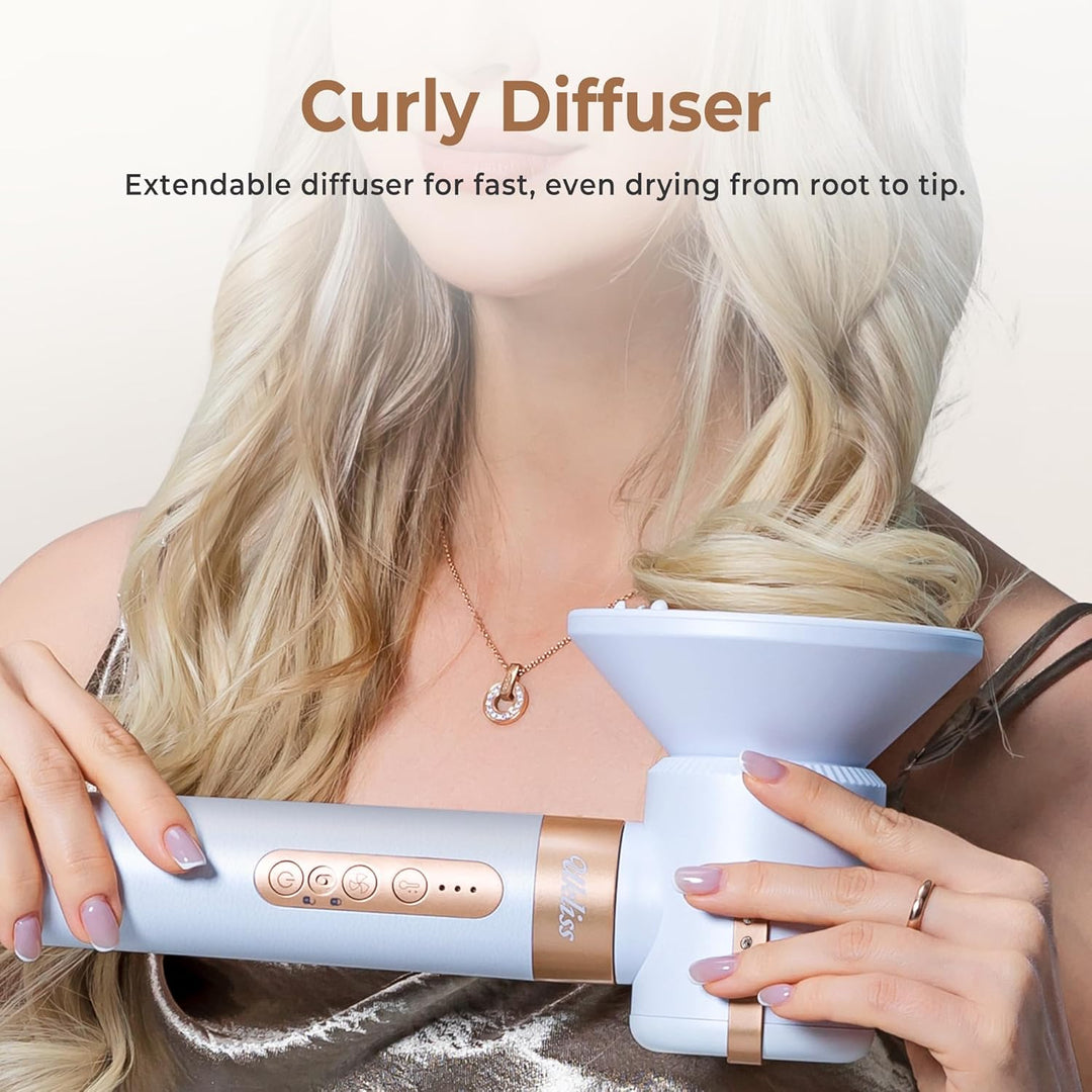 UKLISS 7 in 1 Airstyler & Haartrockner Pro, Föhn Set High Speed 110,000RPM mit Luft-Lockenstab Föhnb