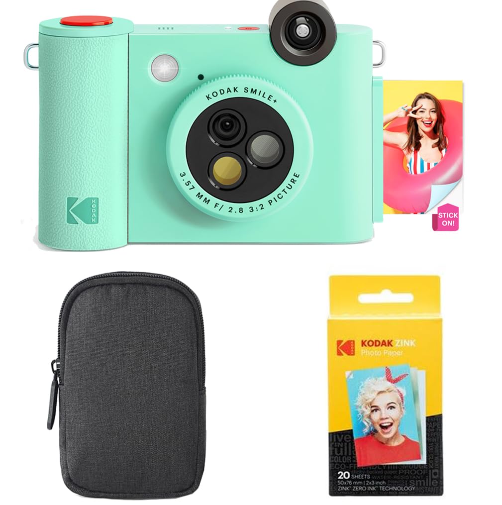 Kodak Smile+ 2-in-1 Digitale Sofortbildkamera & Bluetooth Fotodrucker Starterpaket + Tragetasche + Z