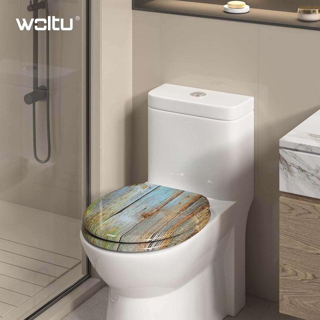 WOLTU #2 Premium WC-Sitz Toilettensitz mit Absenkautomatik, MDF Holzkern, Softclose Scharnier, Antib