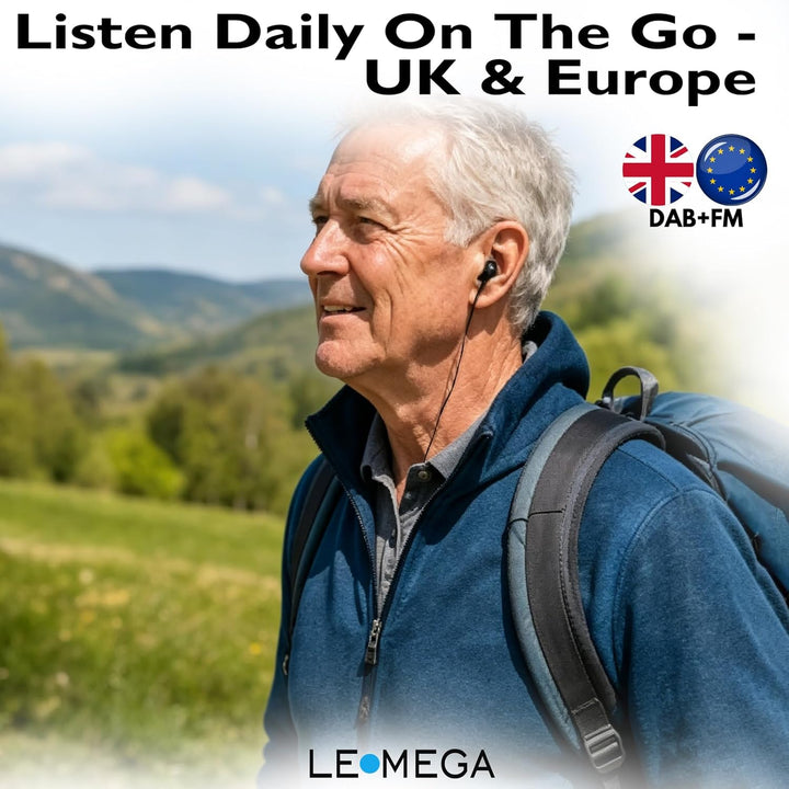LEMEGA PR1L Taschen-DAB-Radio, FM-Radio, tragbares DAB+-Radio, inkl. Kopfhörer, wiederaufladbare Bat