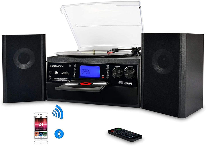 DIGITNOW! Plattenspieler mit Stereo Lautsprechern, Schallplattenspieler Kompaktanlage Stützen Blueto