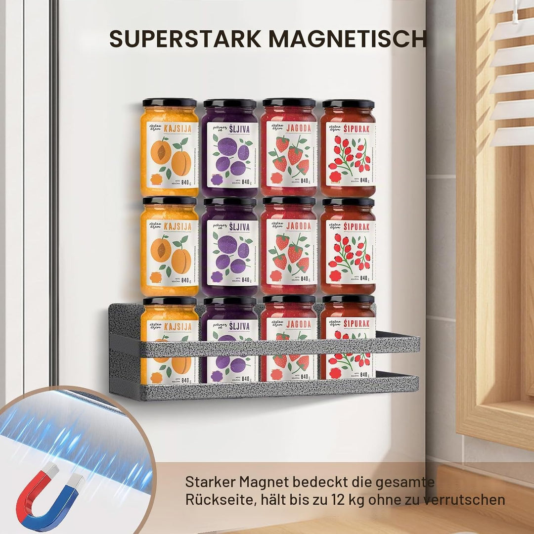 Uten Magnetisches Gewürzregal, 2 Pack Magnetisches Regal Gewürzregal, Abnehmbares Magnetisches Kühls