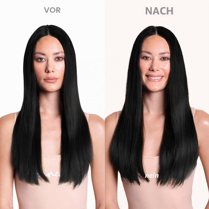 WENNALIFE Clip in Extensions Echthaar, 45cm 18 Zoll 120g 7pcs Tief Schwarz Hair Extensions Clip in E