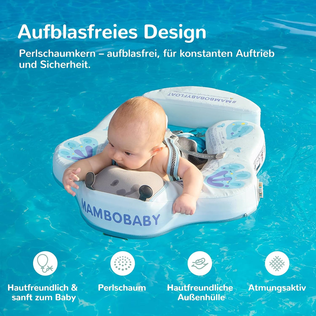 HECCEI Baby Schwimmring Mambobaby Nicht Aufblasbarer Schwimmreifen mit Sonnendach Schwanz, Weiches W