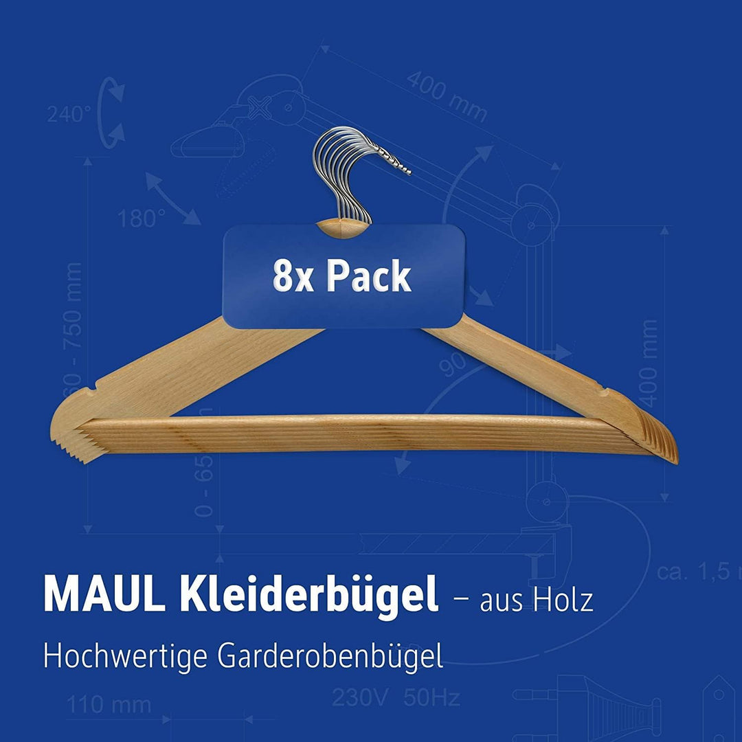 MAUL Kleiderbügel Holz | moderne Holz Kleiderbügel in klassischem Design | stabile und belastbare Au