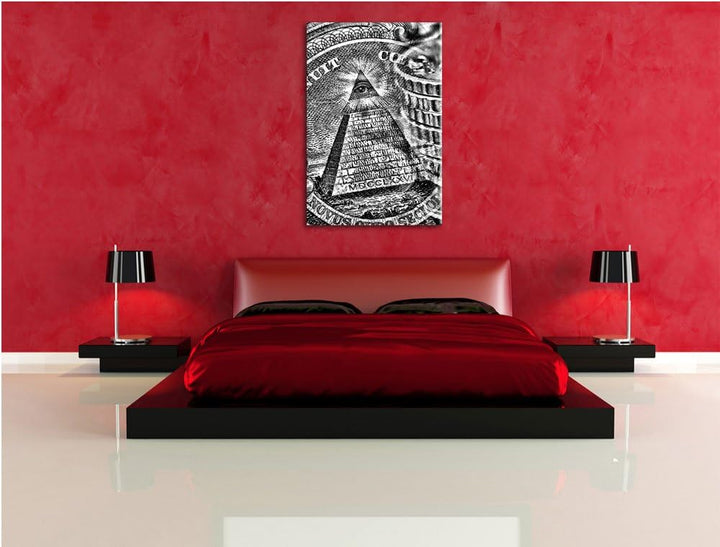 Monocrome, Illuminati Pyramide, Black and White, Format: 100x70 auf Leinwand, 100x70