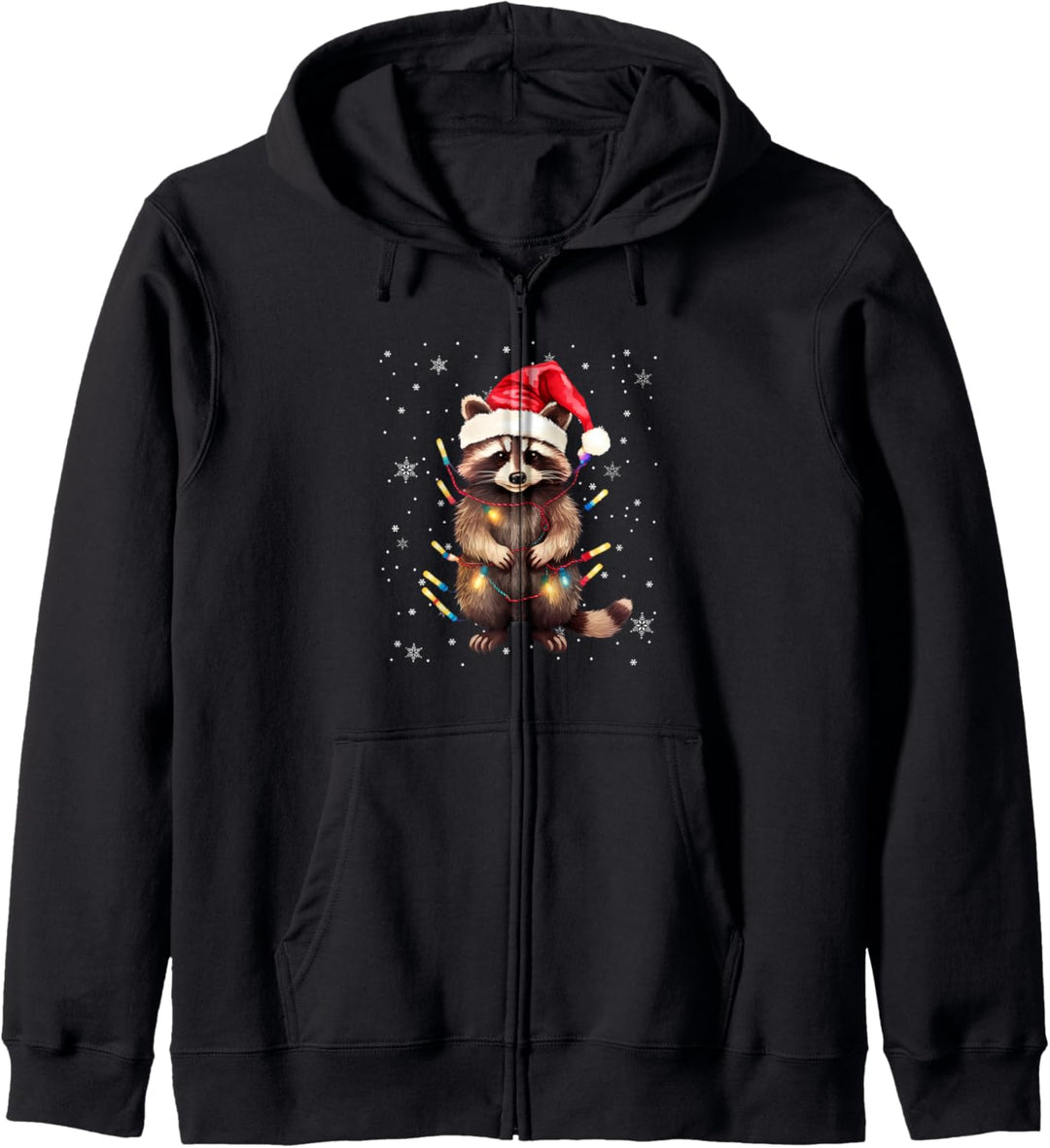 Waschbär Weihnachten Weihnachtslichter Santa Xmas Christmas Kapuzenjacke