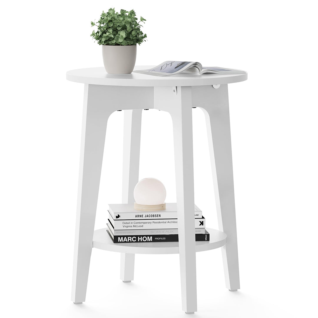VASAGLE Beistelltisch, Sofatisch, Kleiner runder Tisch für Wohnzimmer, 40 x 50 cm, Holzspanplatte, N