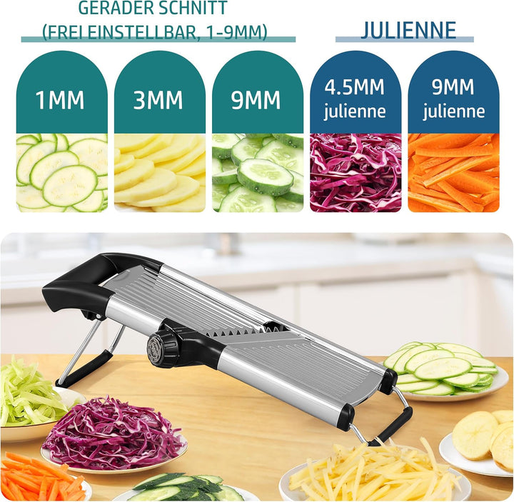Gemüsehobel, Mandoline Slicer, Gemüseschneider, Verstellbar gemüsefriseur, Gemüseschneider Edelstahl