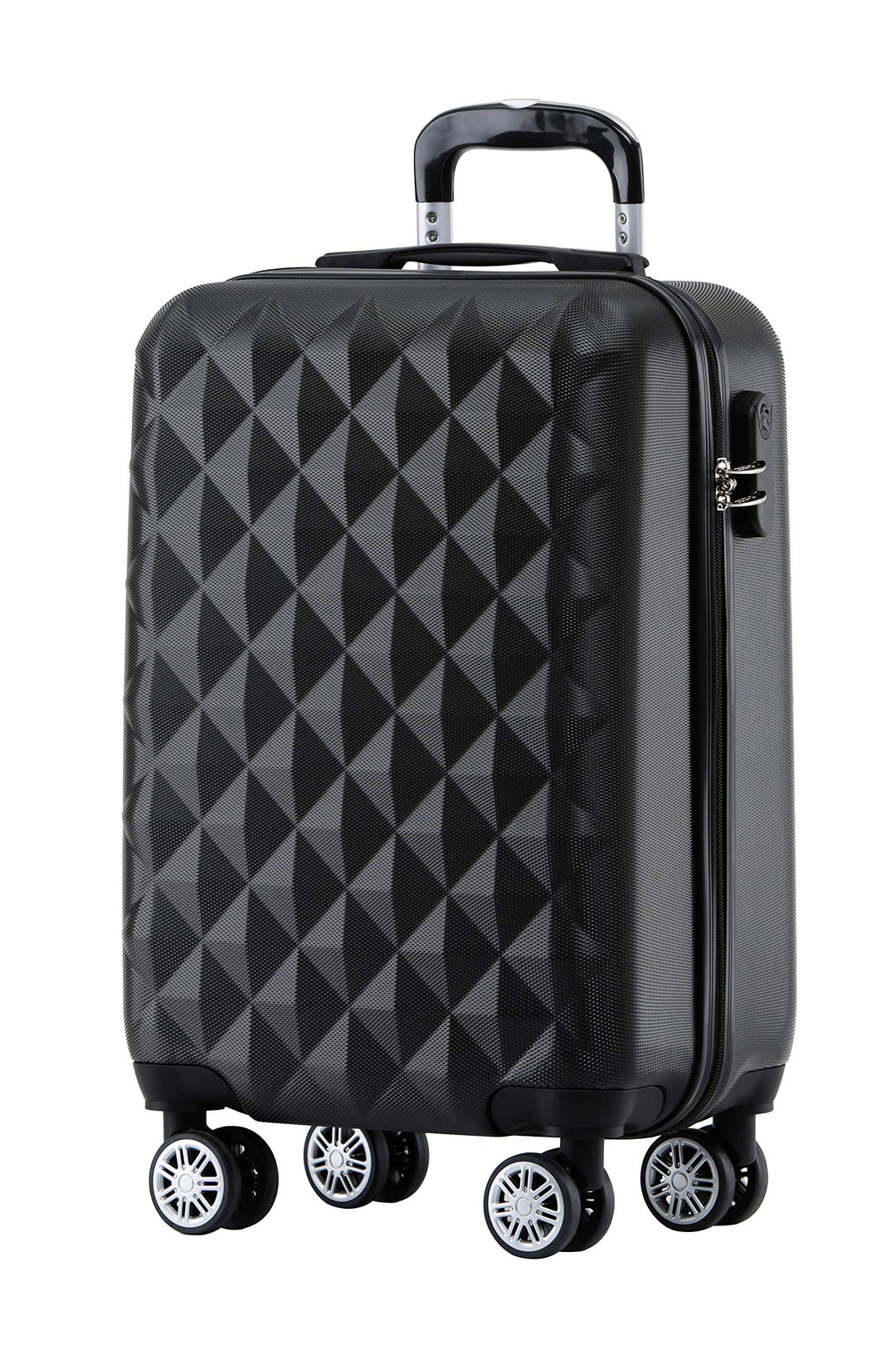 BEIBYE Zwillingsrollen 2066 Hartschale Trolley Koffer Reisekoffer Gepäck M-L-XL-Set (Schwarz, M) Sch