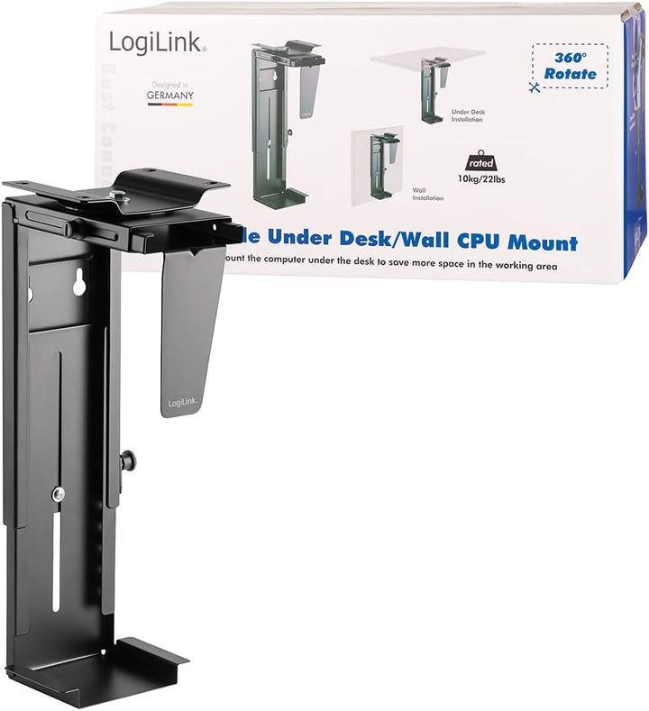 LogiLink EO0005 Einstellbare Untertisch/Wand PC-Halterung 360° drehbar mit variabler Grösseneinstell