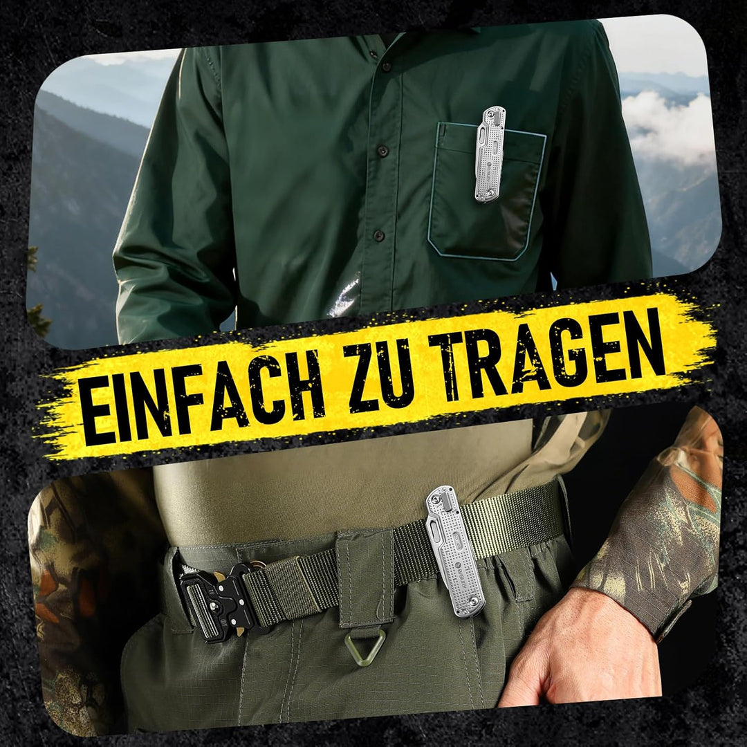 BIBURY Geschenke für Männer, Multitool EDC Taschenmesser, Survival Messer Edelstahl, Messer Outdoor,