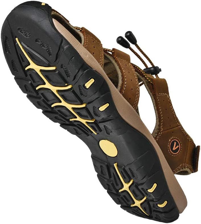 ZYLDK Sandalen Herren Leder Strand Wandersandale Trekkingsandalen Outdoorschuhe Sommer Freizeitschuh