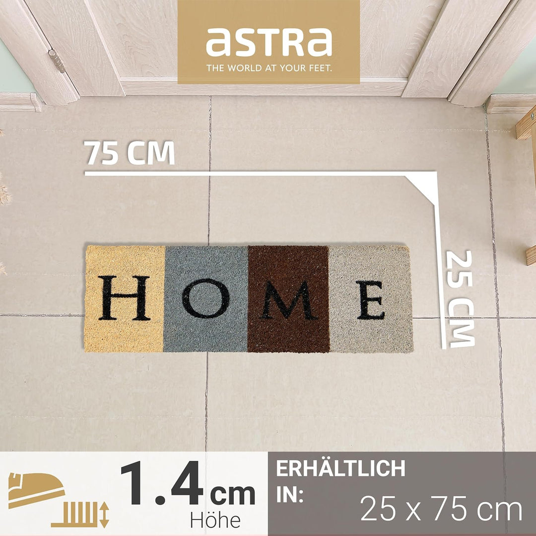 Astra Fussmatte innen Home Set 25x75 &amp; 40x60 cm - rutschfeste Kokosmatte schmal - Schmutzfang Innen