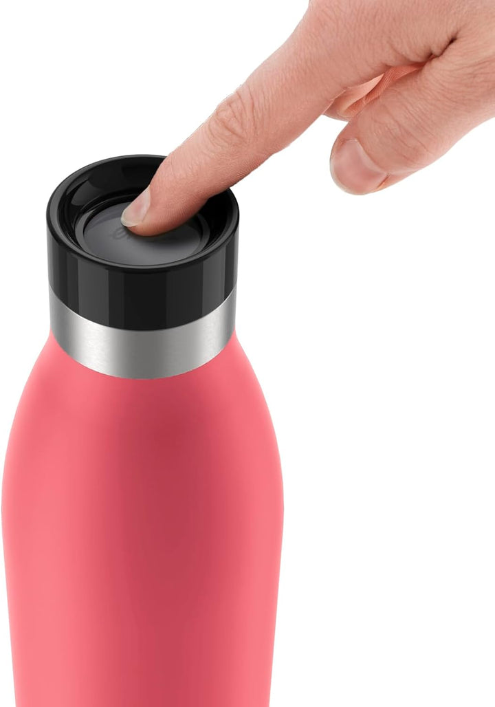 Emsa Bludrop Isolier-Trinkflasche, 0,7 Liter, 100% dicht, Quick-Press Verschluss, Ergonomischer 360°