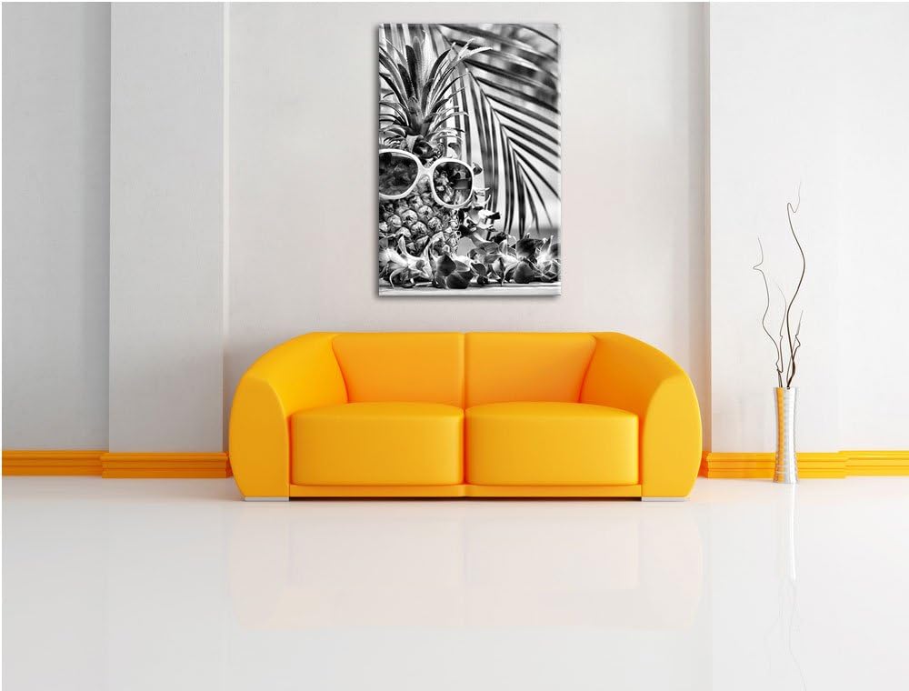 Pixxprint Ananas mit Sonnenbrille als Leinwandbild/Grösse: 100x70 / Wandbild/Kunstdruck/fertig bespa