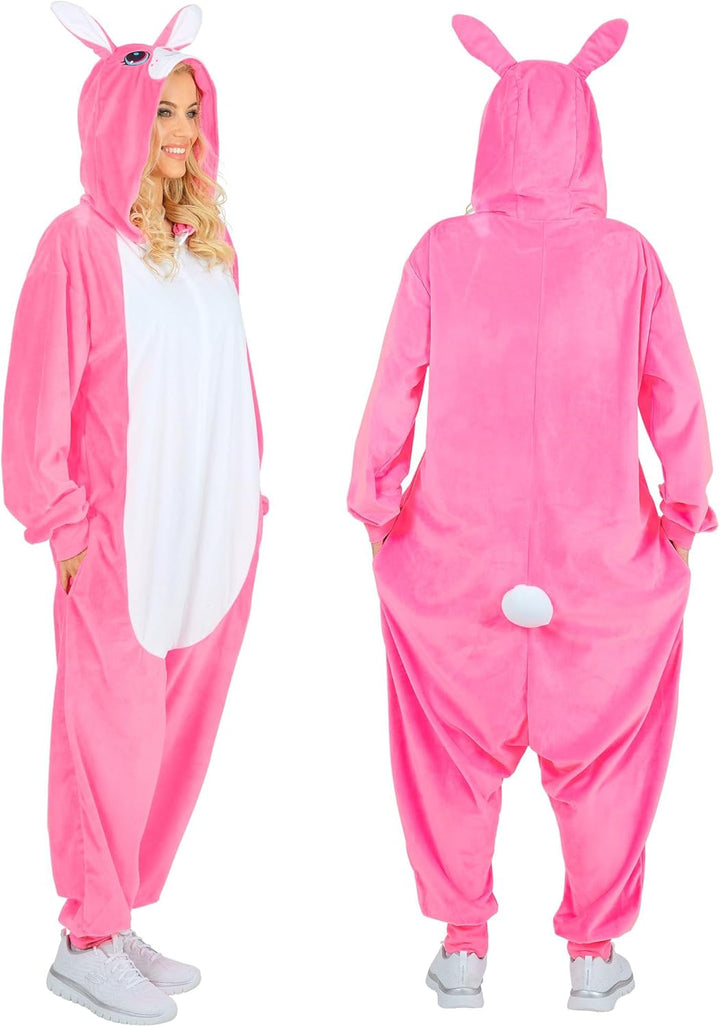 W WIDMANN MILANO Party Fashion - Tier Overall für Erwachsene, weicher Plüsch Jumpsuit mit Kapuze, Ti