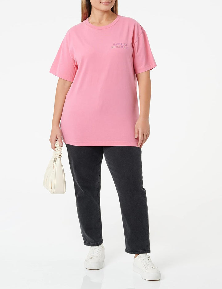 Replay Damen T-Shirt XL 363 Bright Fuchsia, XL 363 Bright Fuchsia