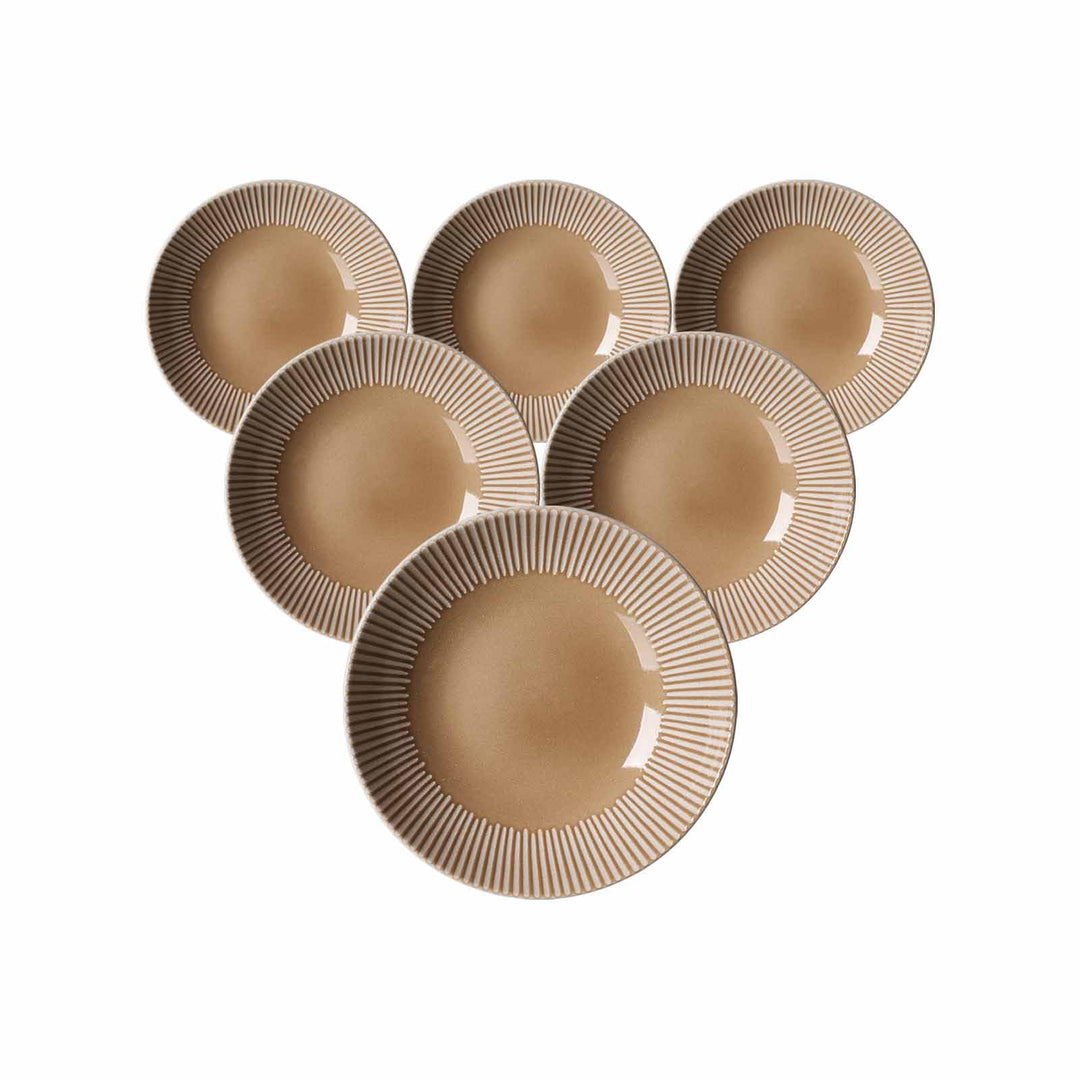 Ritzenhoff & Breker Banda Suppenteller 6er Set, 20 cm, Tiefe Essteller mit Streifen-Relief, Minimali