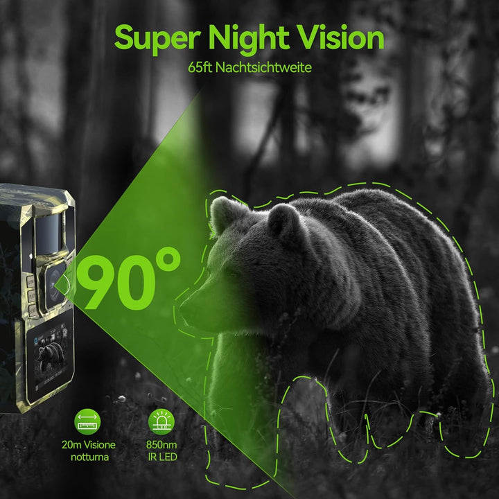 WLAN Solar Wildkamera 4K 48MP mit Handyübertragung APP, Wildtierkamera mit Nachtsicht Bewegungsmelde