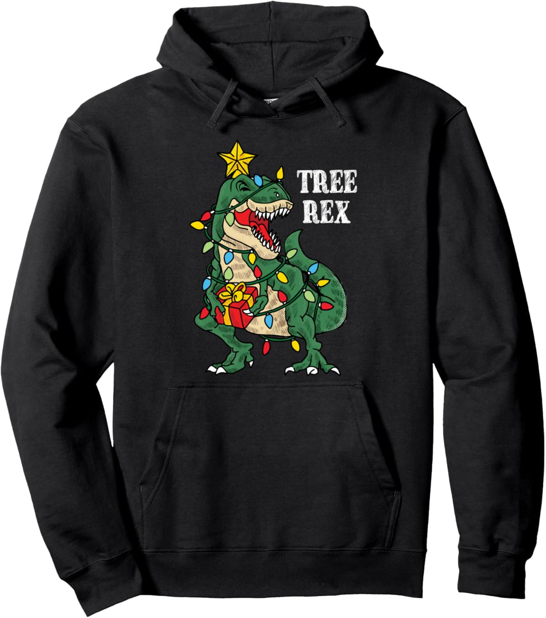 Christmas Dinosaur Tree Rex Funny Xmas Gifts For Kids Pullover Hoodie