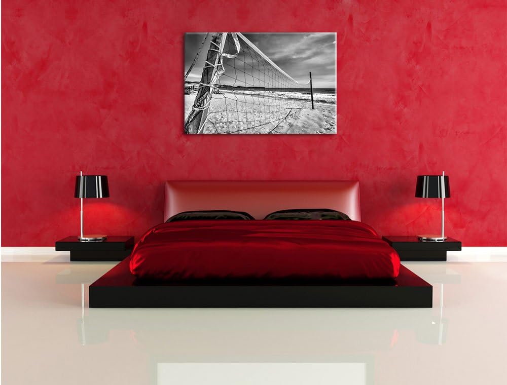 Pixxprint Volleyballnetz am Strand als Leinwandbild/Grösse: 100x70 / Wandbild/Kunstdruck/fertig besp