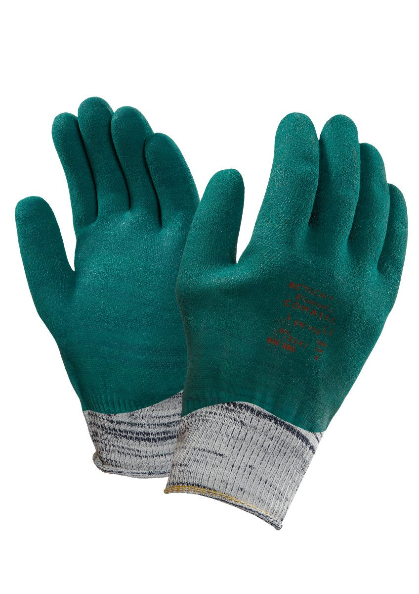 Ansell Actigrip HP Elastofix, Techcor Handschuh, Mechanikschutz, Grün, Grösse 7 (12 Paar pro Beutel)