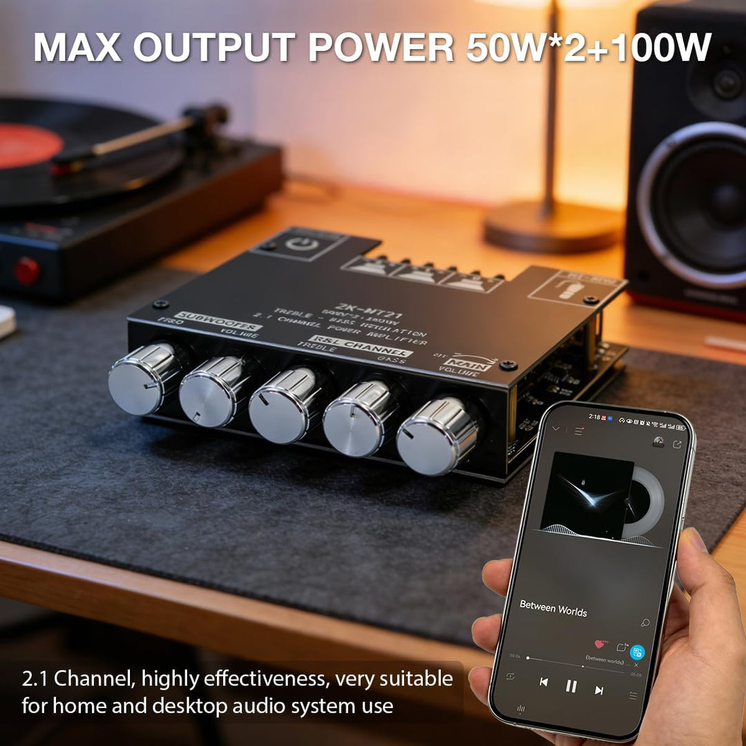 Hosyond ZK-MT21 2.1 Kanal Bluetooth Verstärker 50W+50W+100W Höhen Bass Regler für DIY Heimkino Lauts