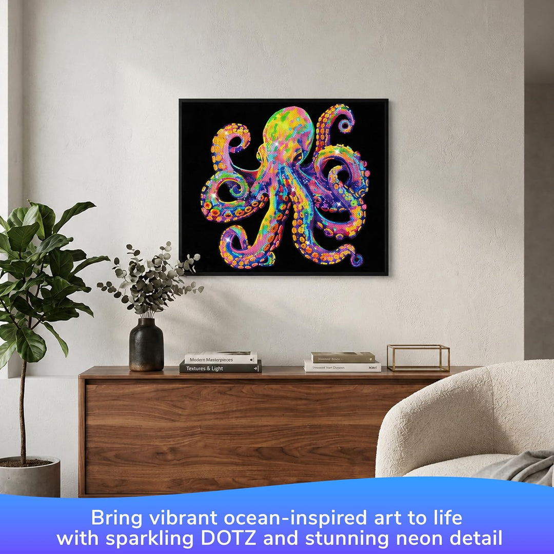 DIAMOND DOTZ 2594372 Original 5D Diamond Painting Set, Neon Oktopus, mit Neonfarben und Samt, DIY Di