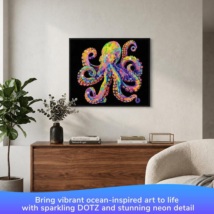 DIAMOND DOTZ 2594372 Original 5D Diamond Painting Set, Neon Oktopus, mit Neonfarben und Samt, DIY Di