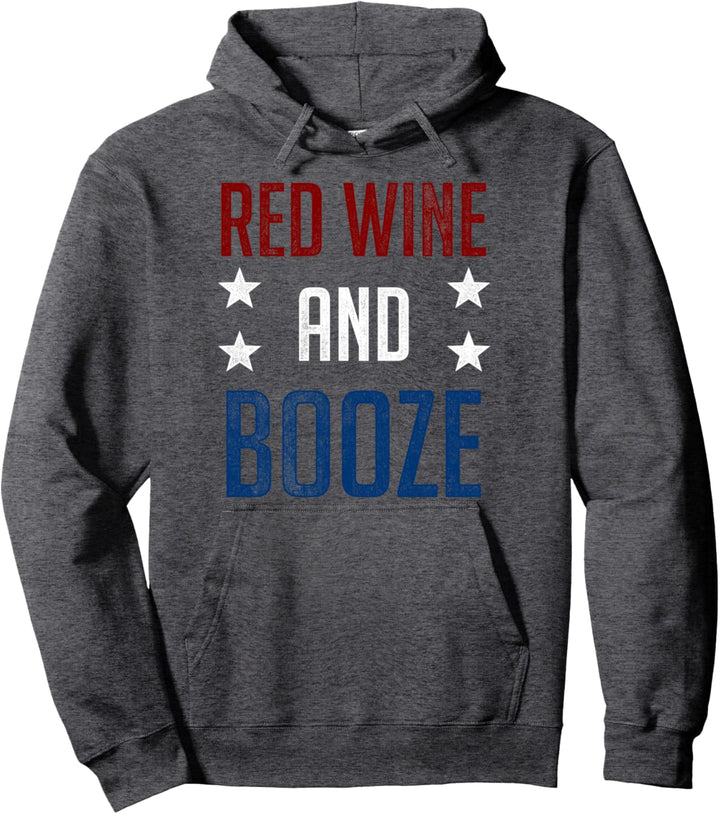Red Wine And Booze Patriotic Stars Drinking Pullover Hoodie