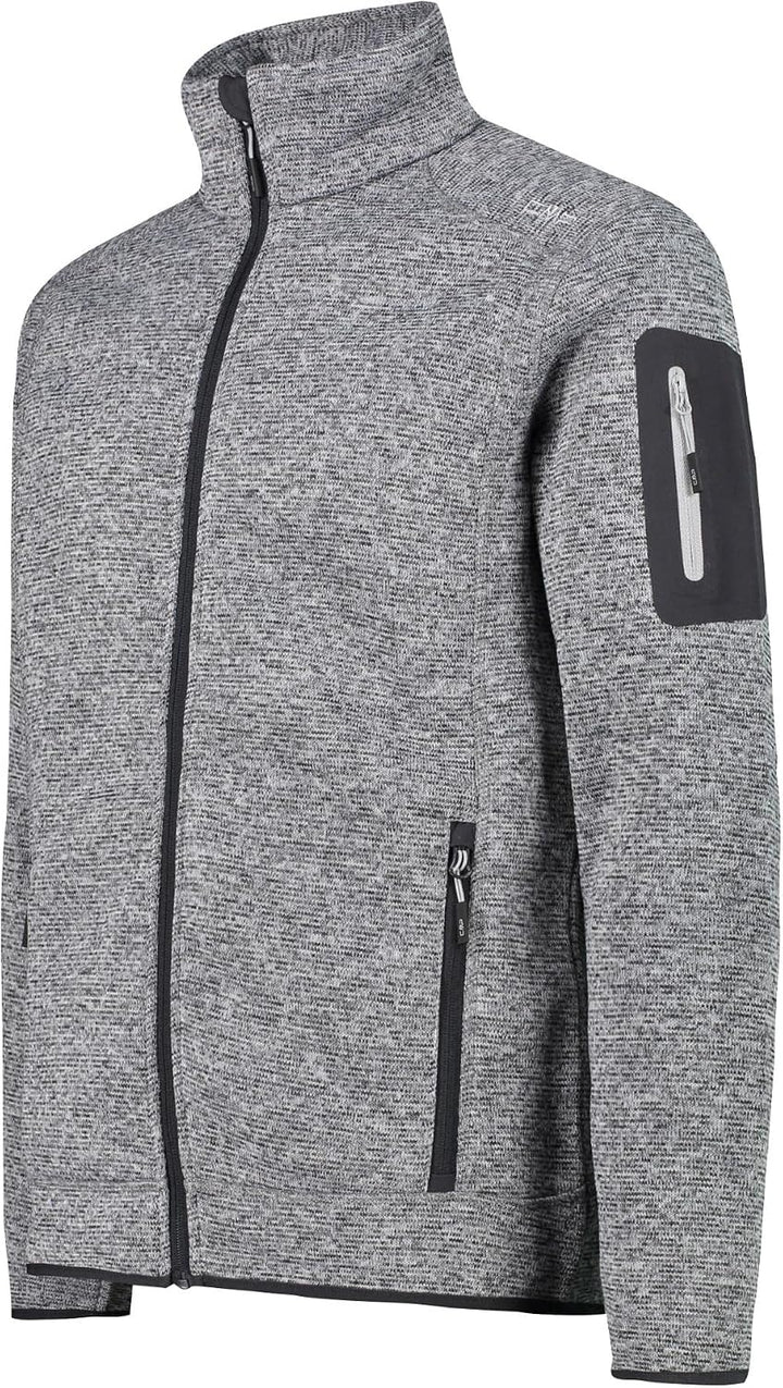 CMP Herren Knit tech mélange Fleece Jacket Fleecejacke 58 Eis-Titan-Schwarz, 58 Eis-Titan-Schwarz