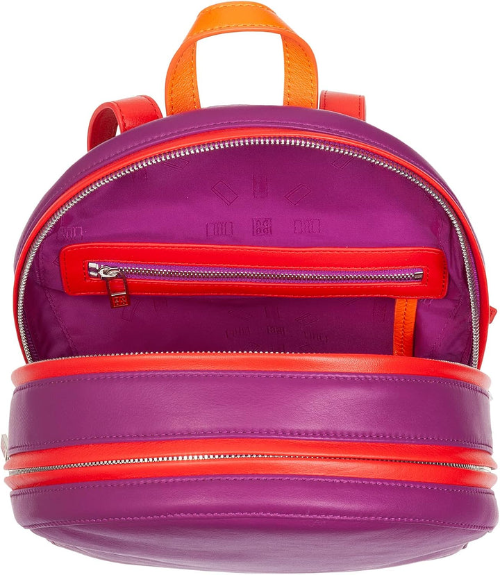 DUDU Rucksack Damen Bunt Sommerlich aus weichem Leder Rucksack Multicolor mit doppeltem Reissverschl
