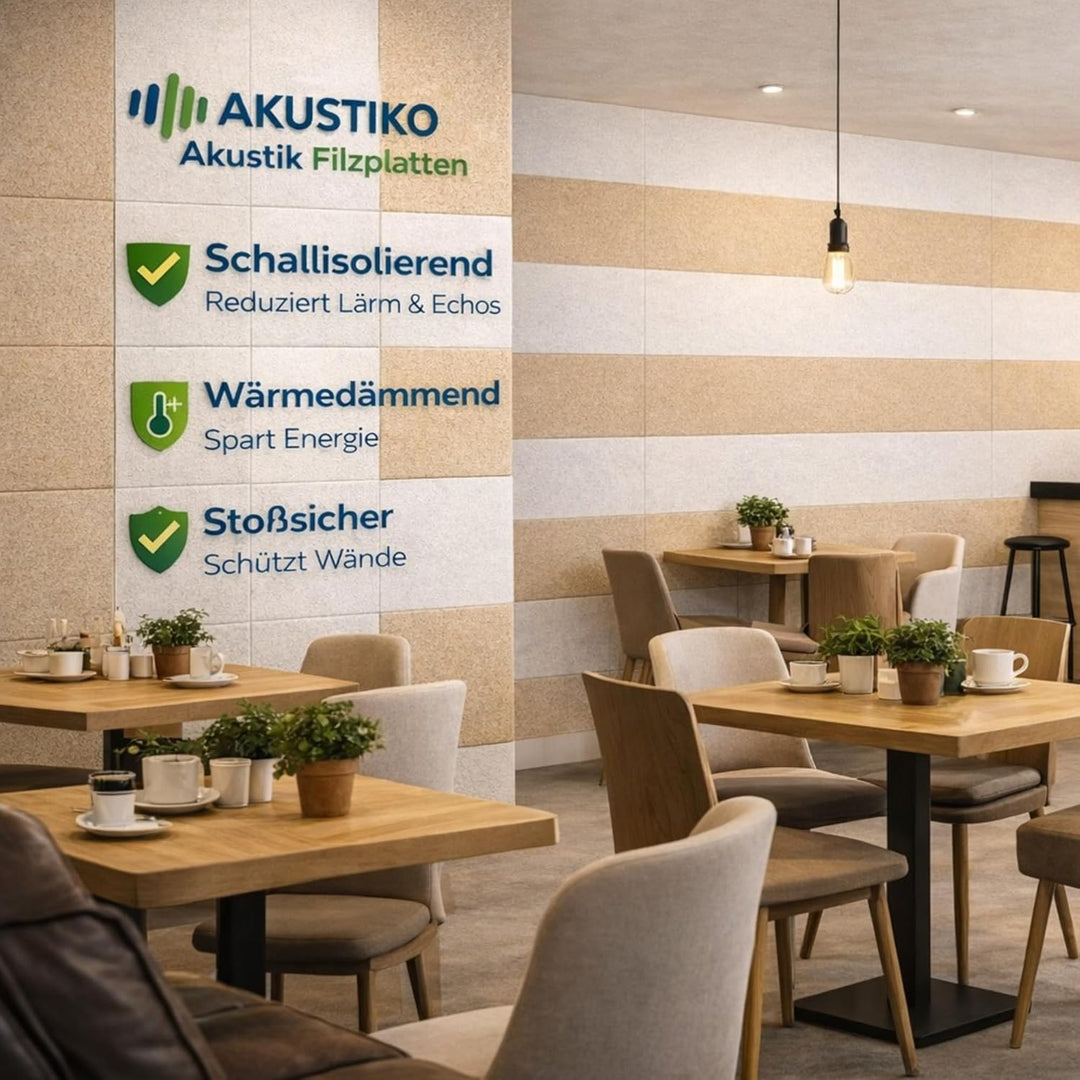 AKUSTIKO Akustikpaneele Selbstklebend 120x60cm - 4 Stück Warmweiss Akustik Wandpaneele Brandschutzkl
