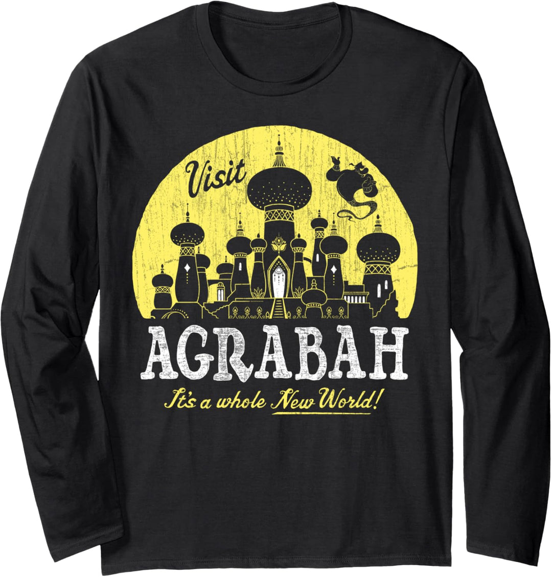 Disney Aladdin Genie Visit Agrabah City Silhouette Poster Langarmshirt