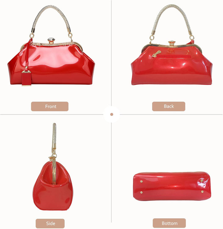 NICOLE &amp; DORIS Handtaschen für Damen Lackleder Handtaschen Abendtasche für Party Hochzeit Schulterta