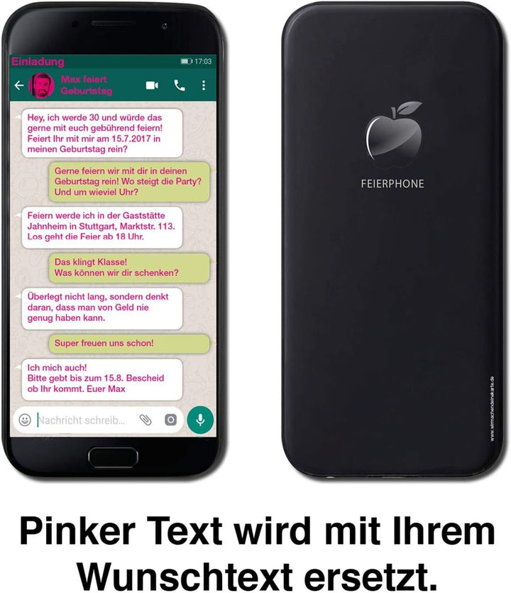 Smartphone Einladung Einladungskarte (15 Stück) Geburtstag Whatsapp, 15