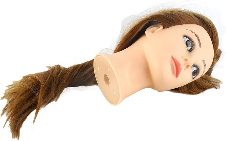 Frisierkopf, Blonder Mannequin-Kopf aus Echthaar mit Ständer Schminkkopf Frisurenkopf Friseur-Übungs