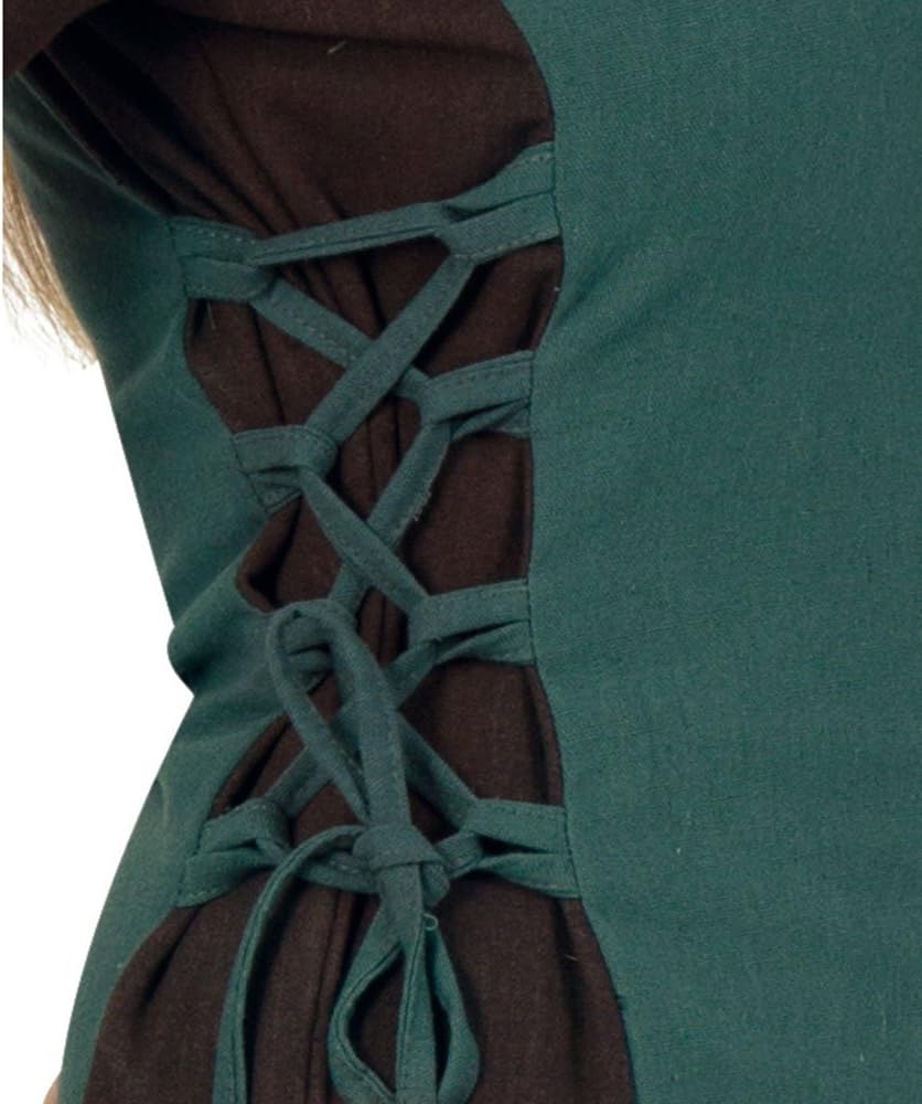 KarnevalsTeufel Mittelalter Maid Damen-Kostüm Mittelalter-Kleid Damen-Outfit grün lang (XL)