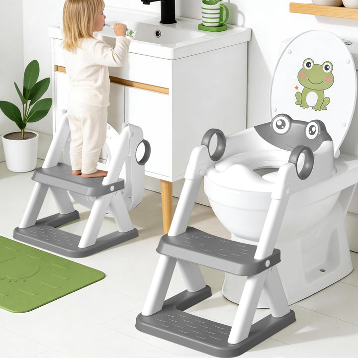 COOSEYA Kinder Toilettensitz,Toilet Training Ladder, Toilettentrainer Toilettensitz für Kleinkinder,