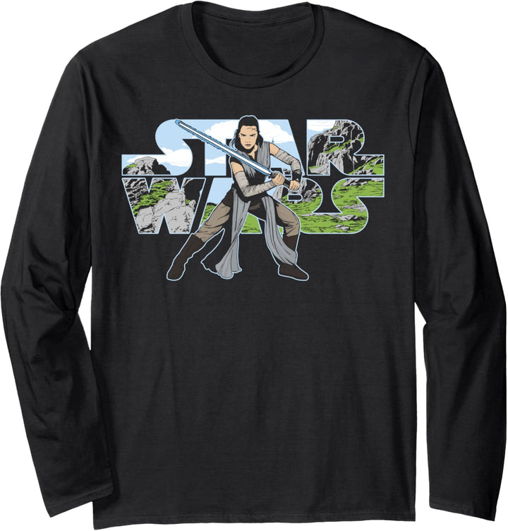 Star Wars Last Jedi Rey Classic Jedi Temple Logo Langarmshirt