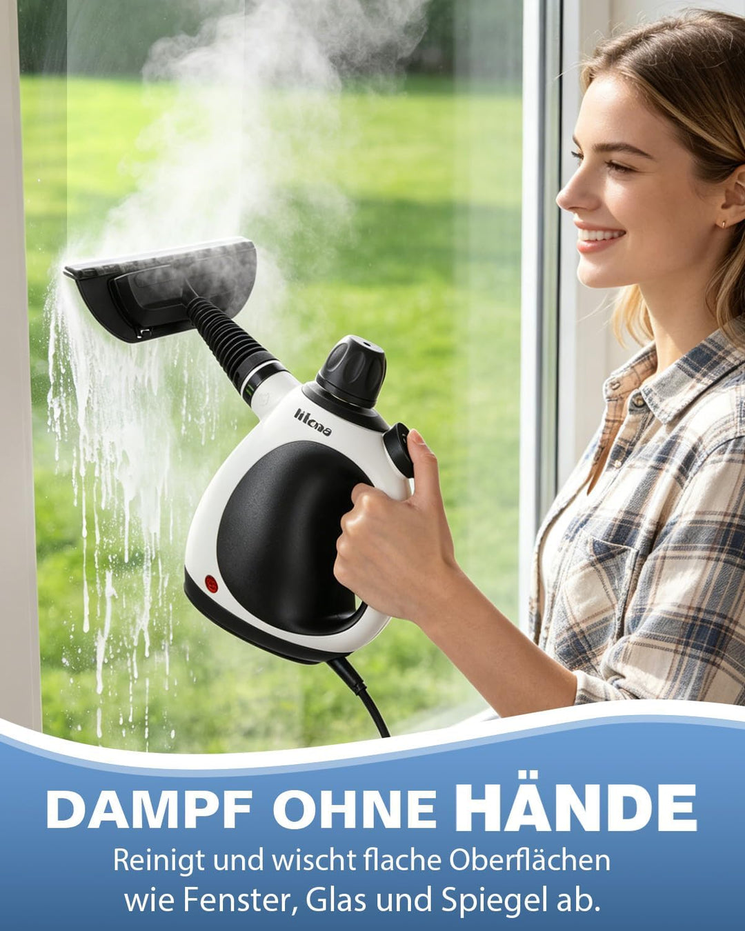 KLONA Handdampfreiniger, Dampfreiniger für Zuhause, Mehrzweck-Dampfreiniger mit 10 Zubehörteilen für