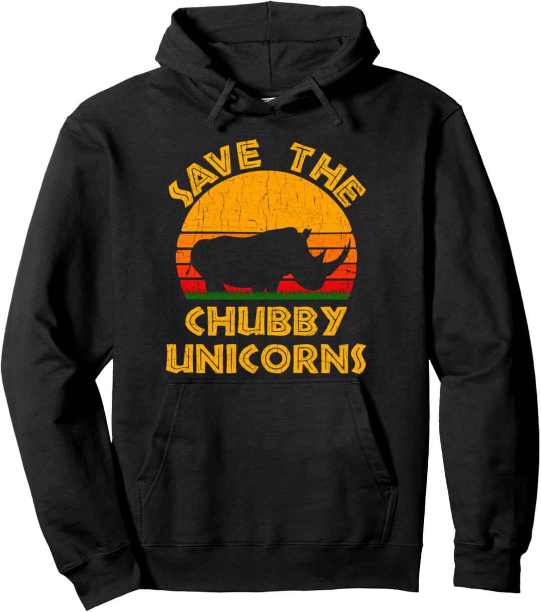 Speichern Sie das Chubby Unicorns Shirt Retro Rhino Chubby Pullover Hoodie