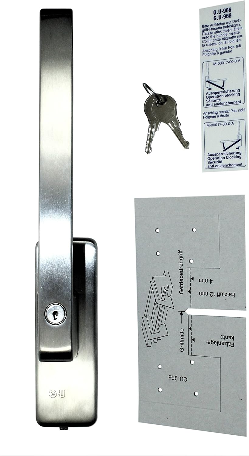 GU Schiebetür PSK Drehgriff abschliessbar DIRIGENT 966/976, 34225, oder auch 30152, DIN Rechts Edels