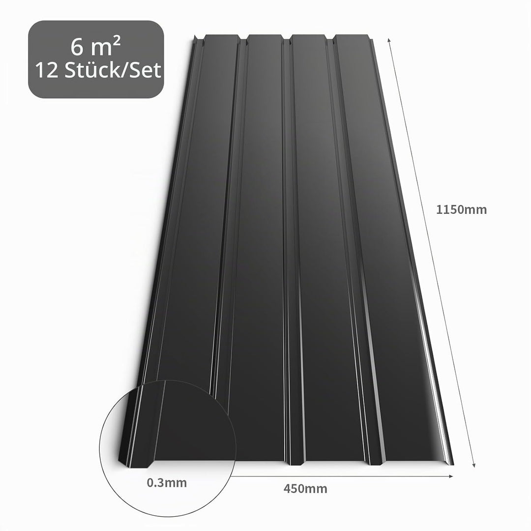 Mondeer Dachbleche, Dachziegel, Verkleidung, verzinktes Metall, 115 x 45 cm/6 m², 0,3 mm, zum Ersetz