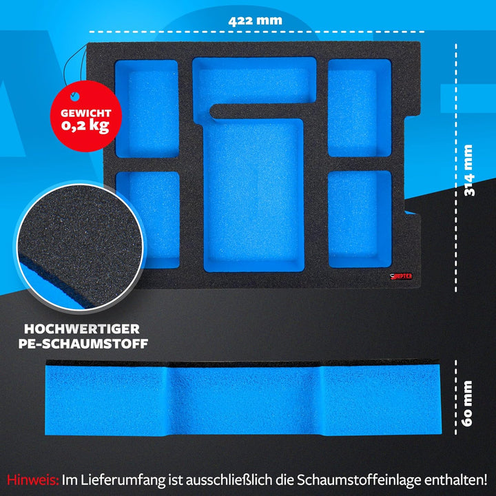 APTEX Schaumeinlage passend für Bosch Ladegerät 18V-160 + 4x Akkus Expert 5.5-15Ah für Bosch L-Boxx