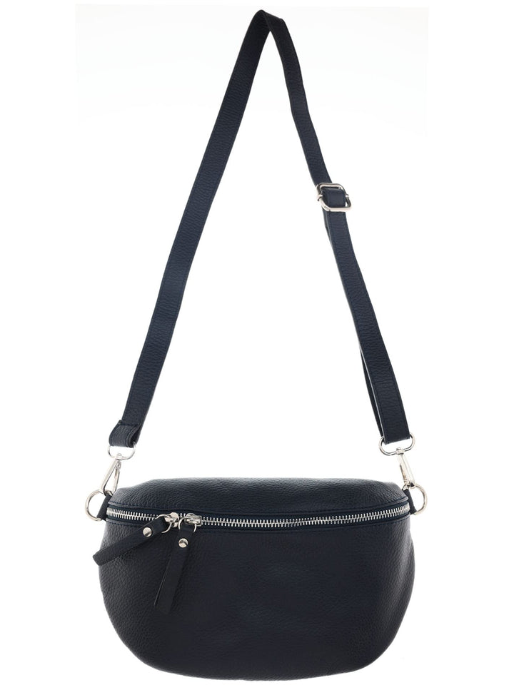 Zwillingsherz Bauchtasche mit Reissverschluss aus 100% Echtleder - Hochwertige Schultertasche zum Um